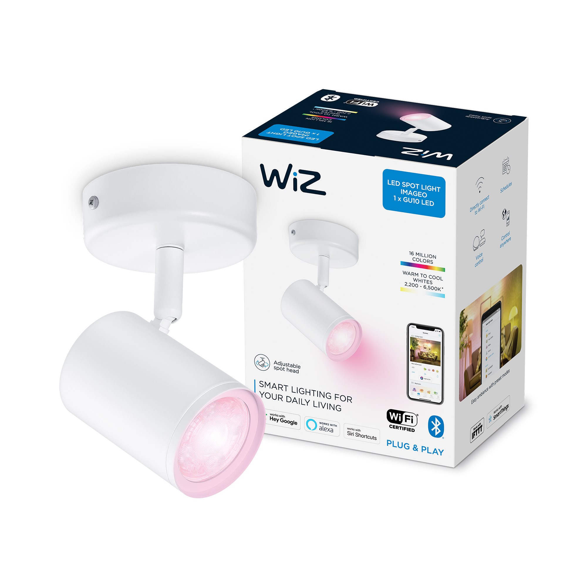 WiZ Imageo Colors and Tunable White enkelt spot i hvid