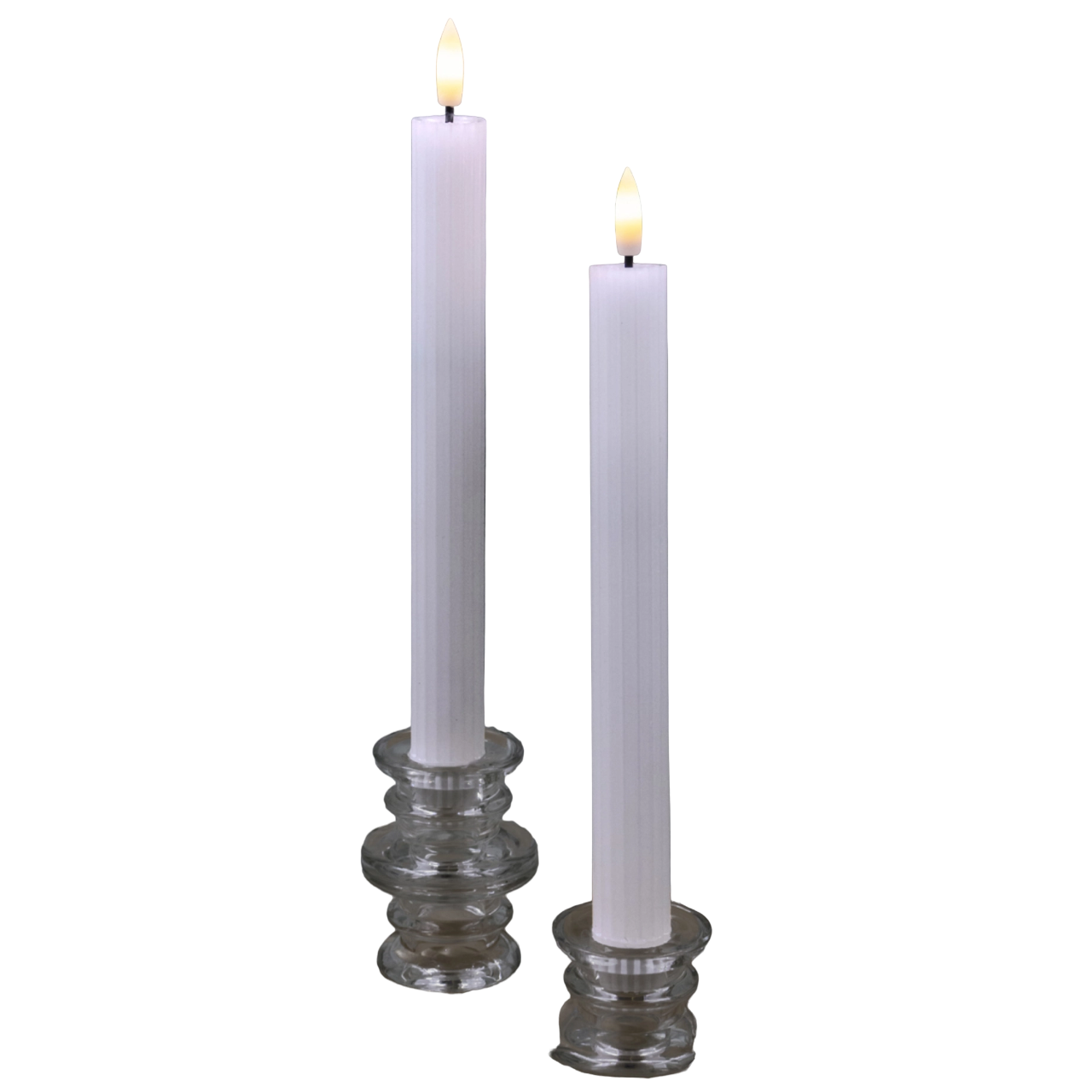 Veli Line Hvide riflede LED kronelys - 2 stk.