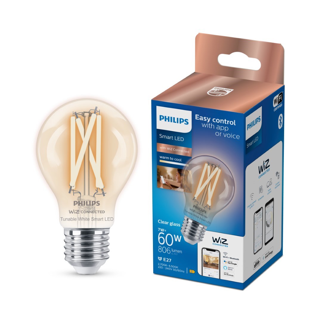 Philips Smart LED E27 A60 7W Filament Tunable White pære