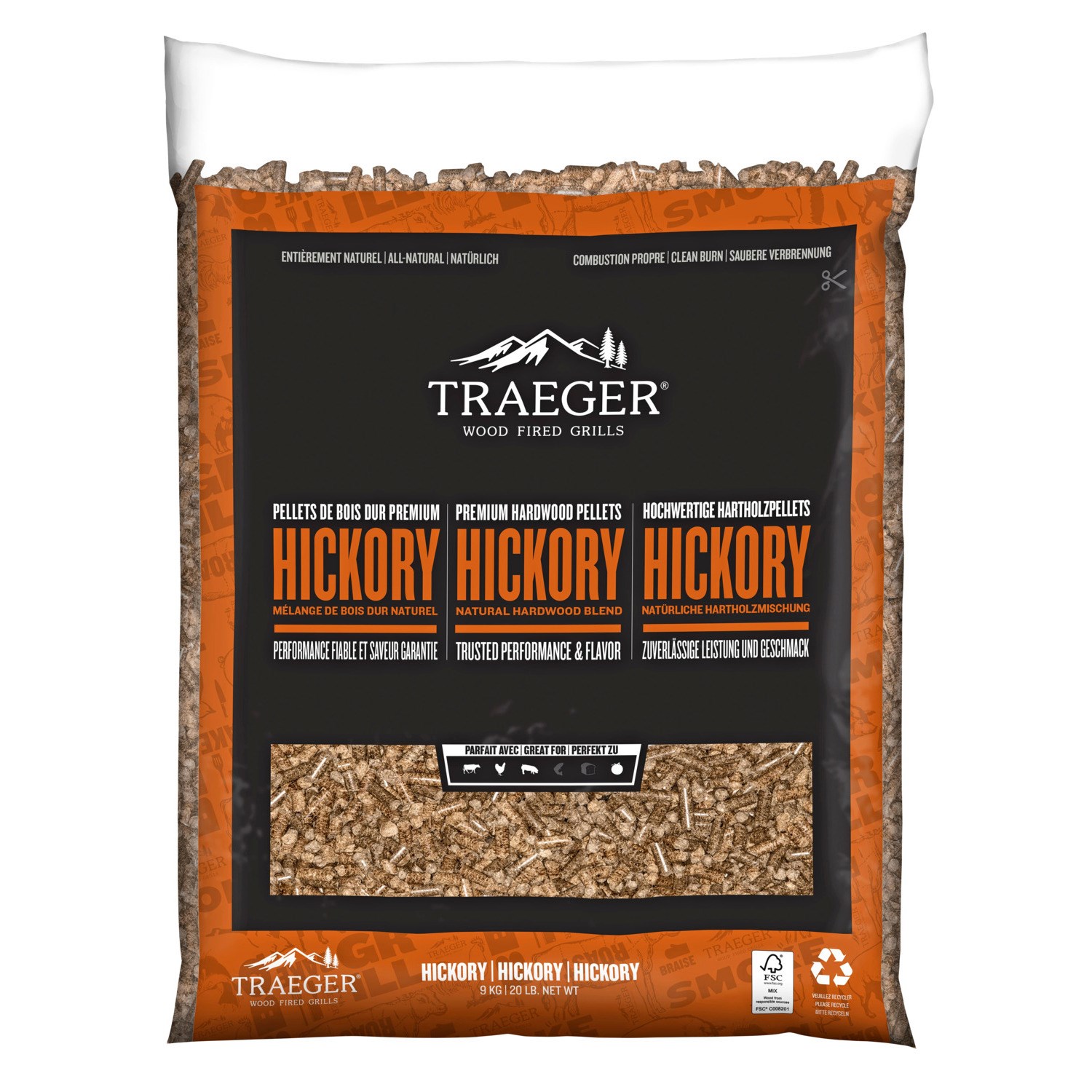 Traeger Hickory Træpiller 9 kg