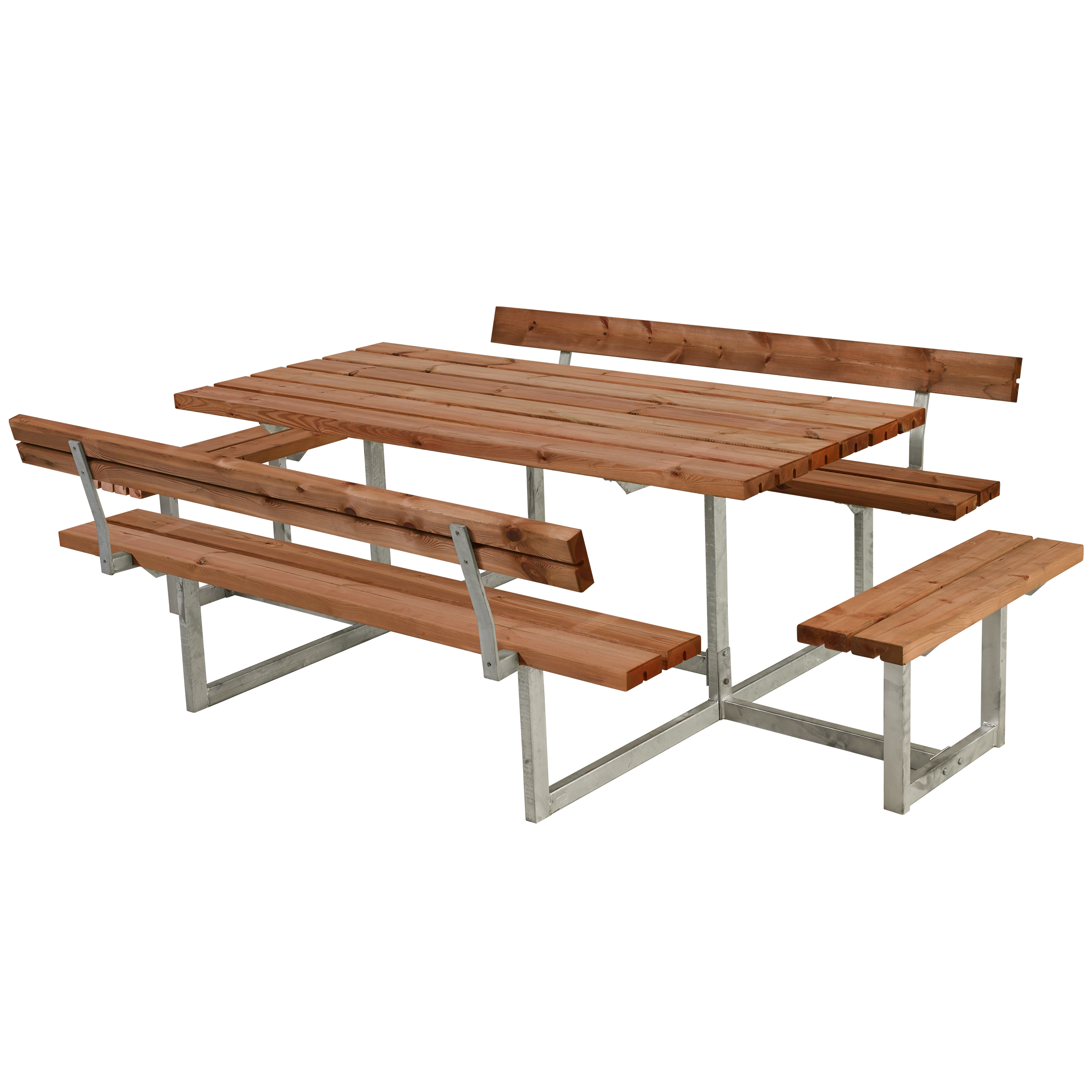 Plus Basic Bord/Bænkesæt m/2 ryglæn og 2 påbygninger 260 cm - Grundmalet Teak