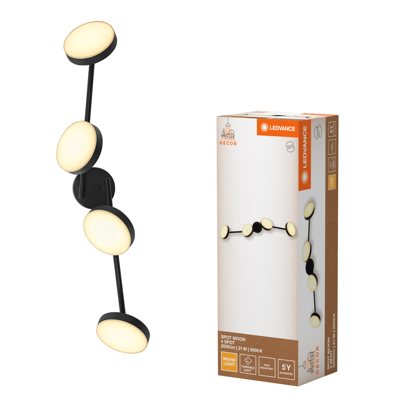LEDVANCE Decor Spot Moon 4 830 Spotlampe i sort