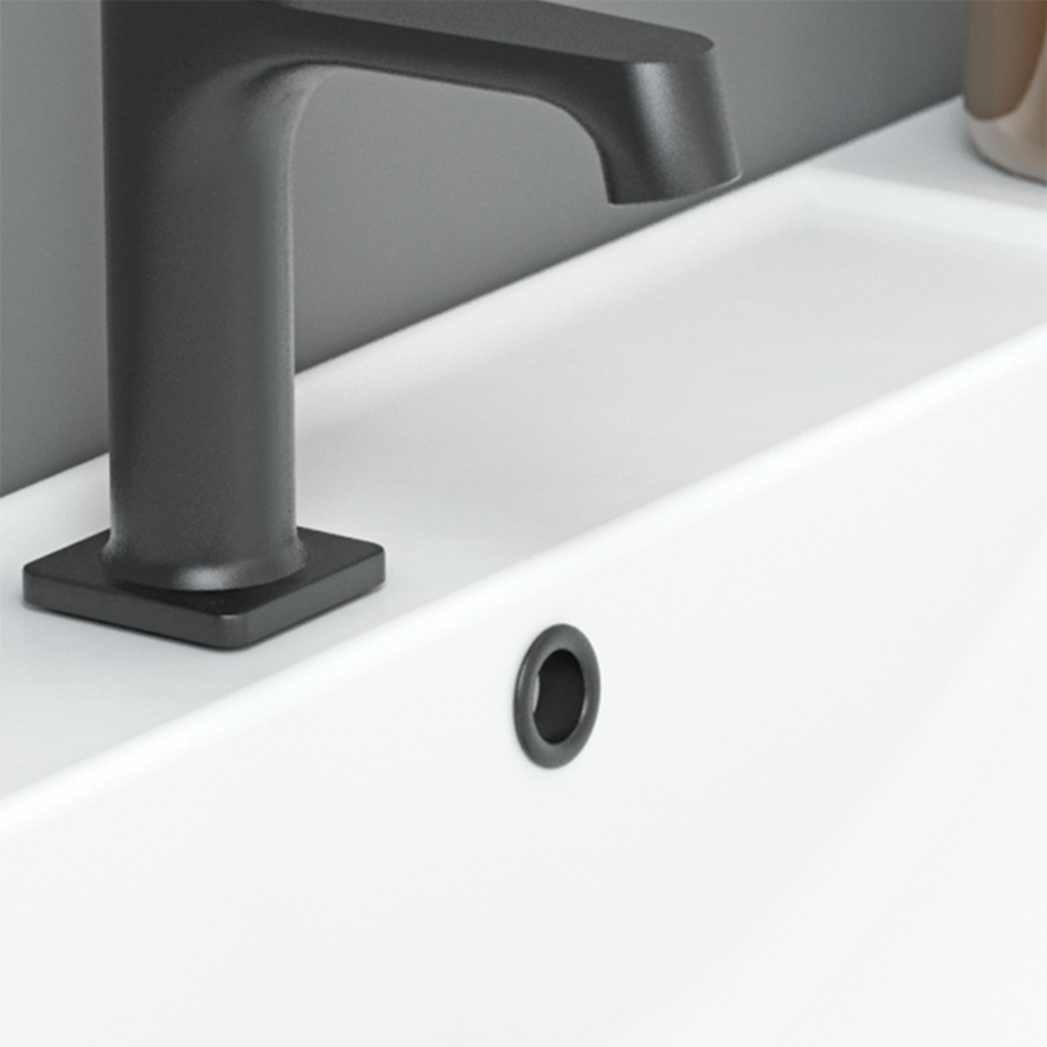 Overløbsroset til marmor/solid surface vaske - sort mat