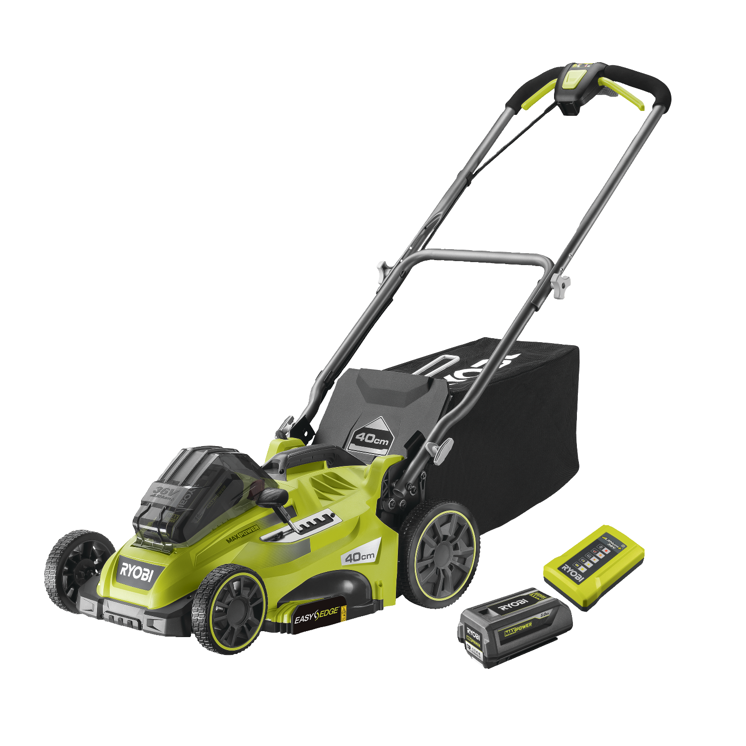 Ryobi RLM36X41H50PG 36V Plæneklipper med 5,0Ah batteri og lader