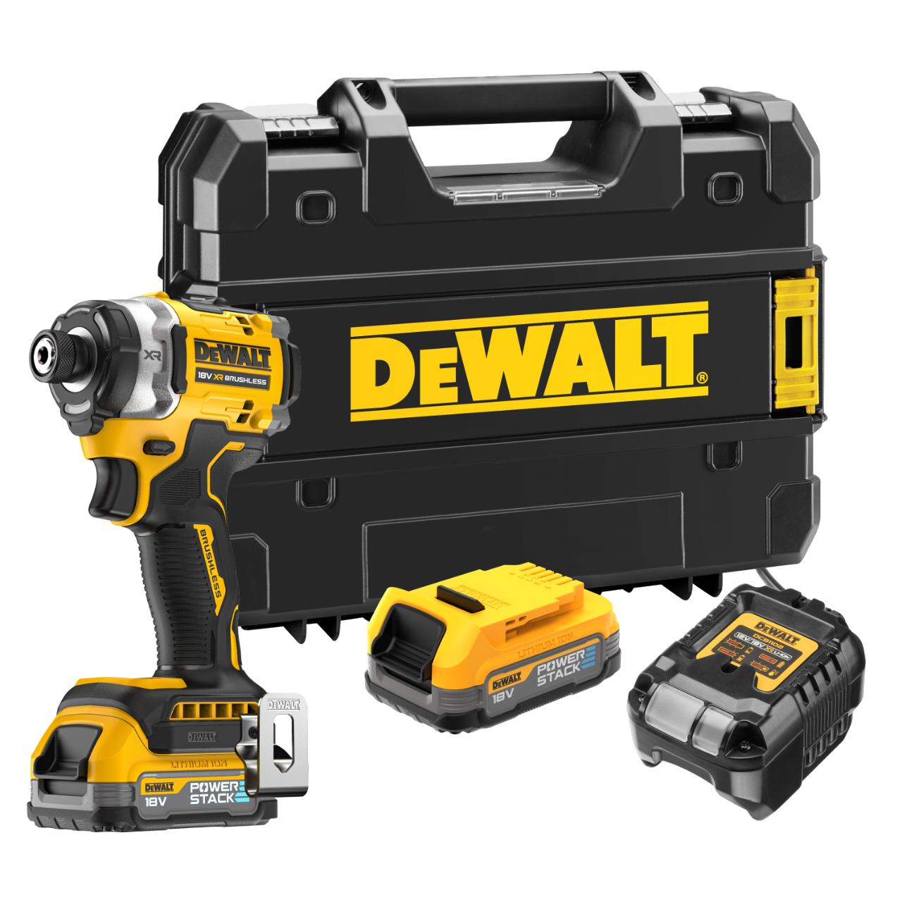 Dewalt DCF860N-XJ 18V XR Slagskruetrækker med 2 stk. 1,7Ah PowerStack batteri, lader og TSTAK