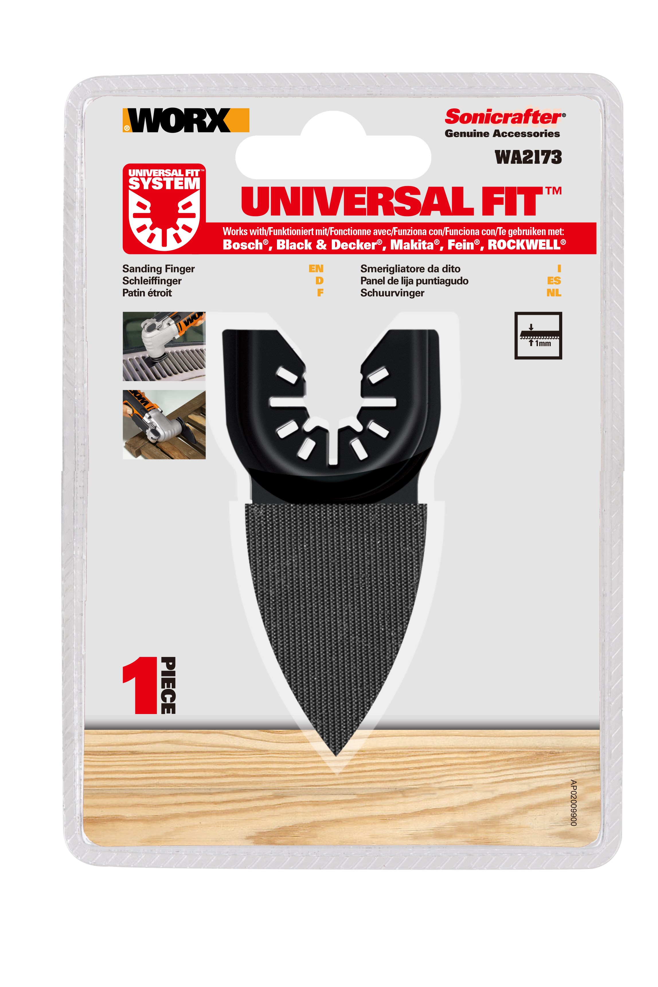 Worx Sonicrafter WA2173 finger slibeplade 2mm
