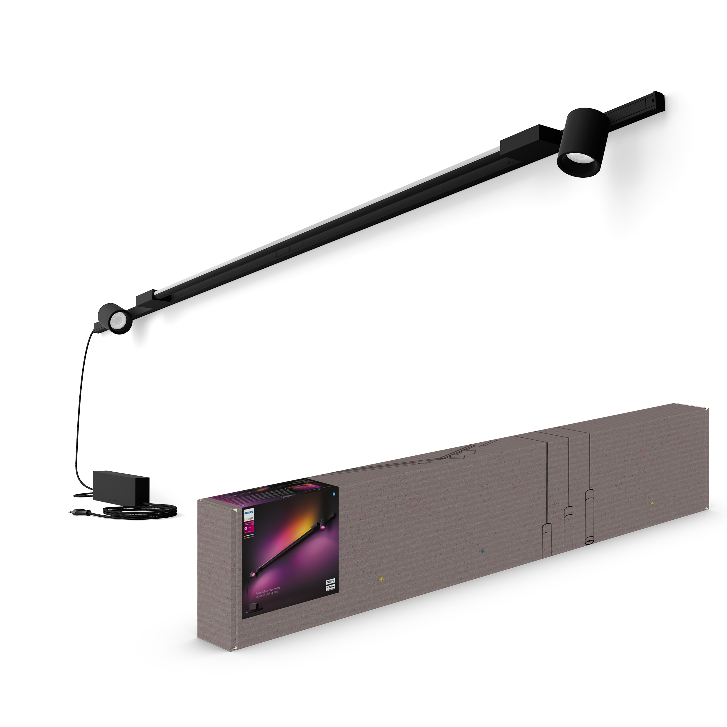 Philips Hue Perifo Væg WCA Lysskinnesæt 2 spots + 1 lysbar i sort