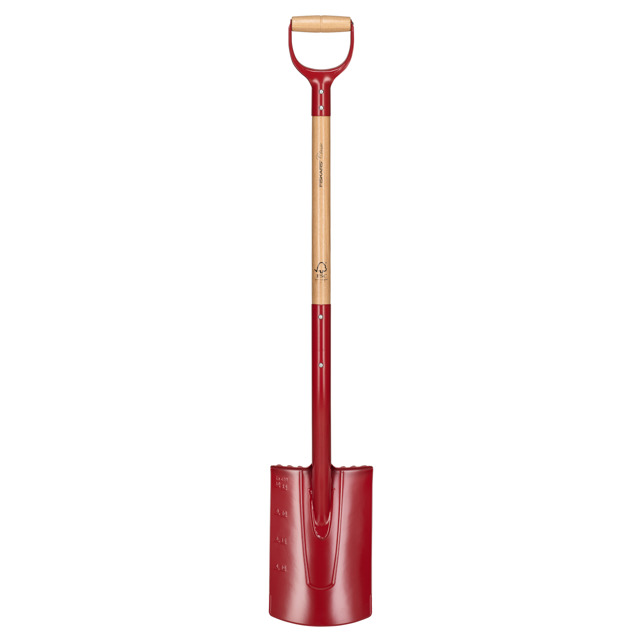 Fiskars Classic Spade med afrundet blad, langt skaft