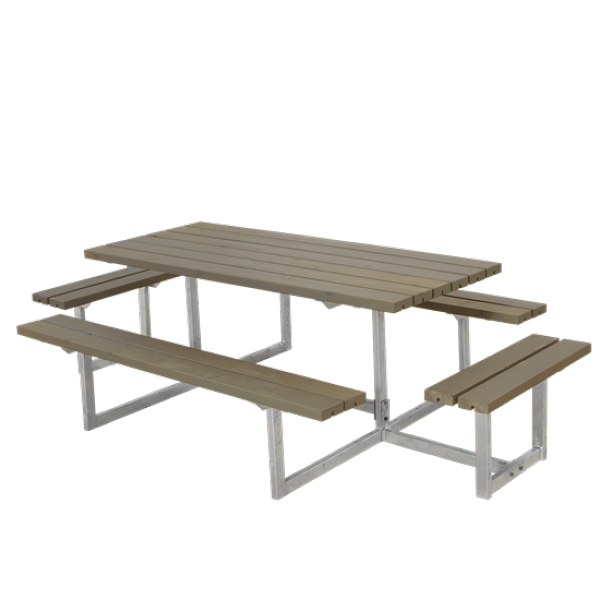 Plus Basic Bord-bænkesæt med 2 påbygninger i gråbrun - 185813-18
