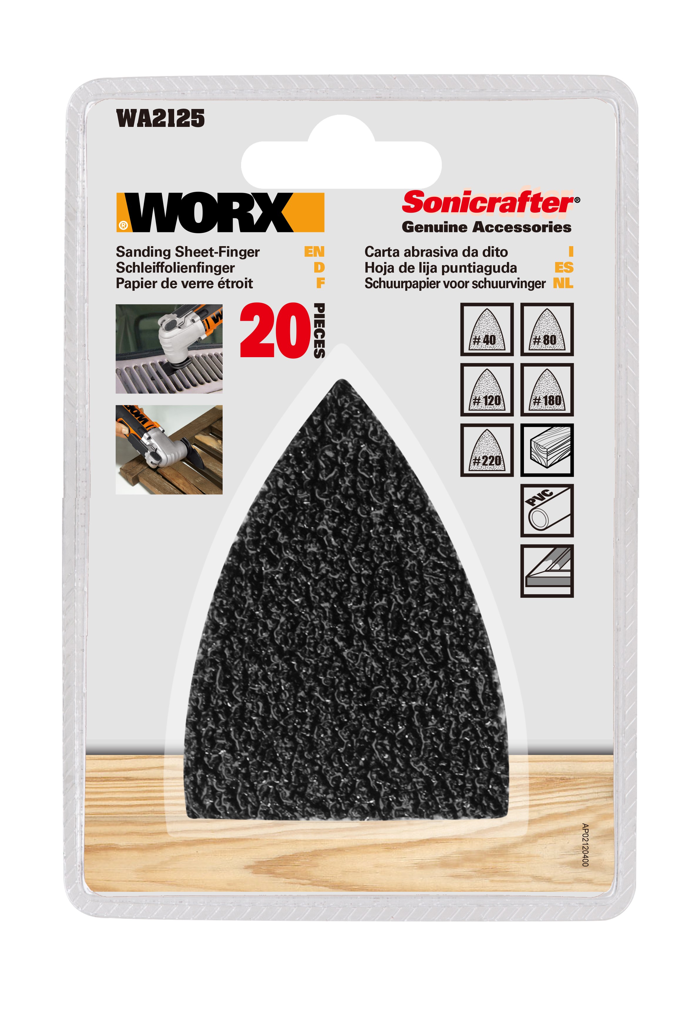 Worx WA2125 finger-slibeblade sæt 20 stk.