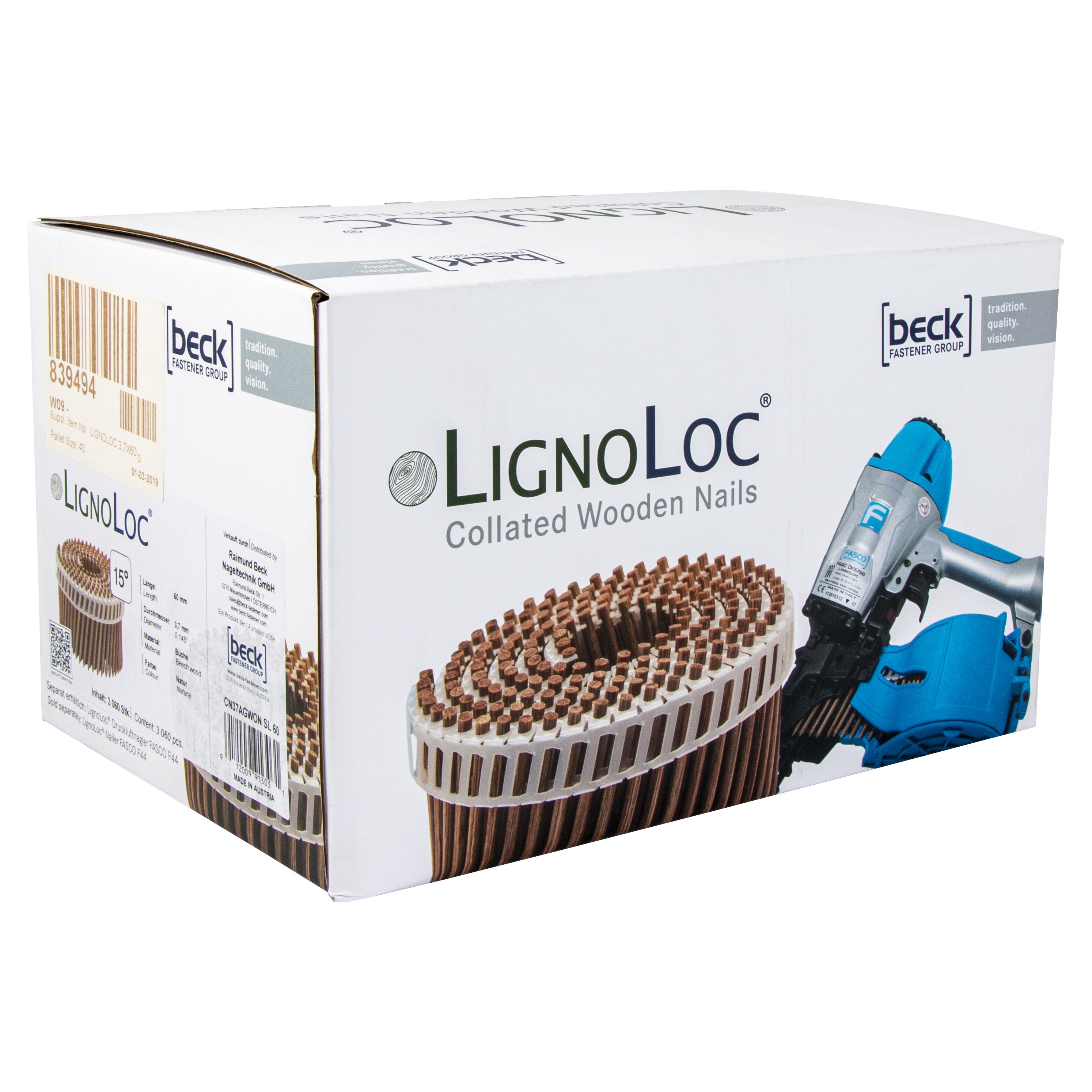 LignoLoc 37/60 Glatte træsøm - 3060 stk.