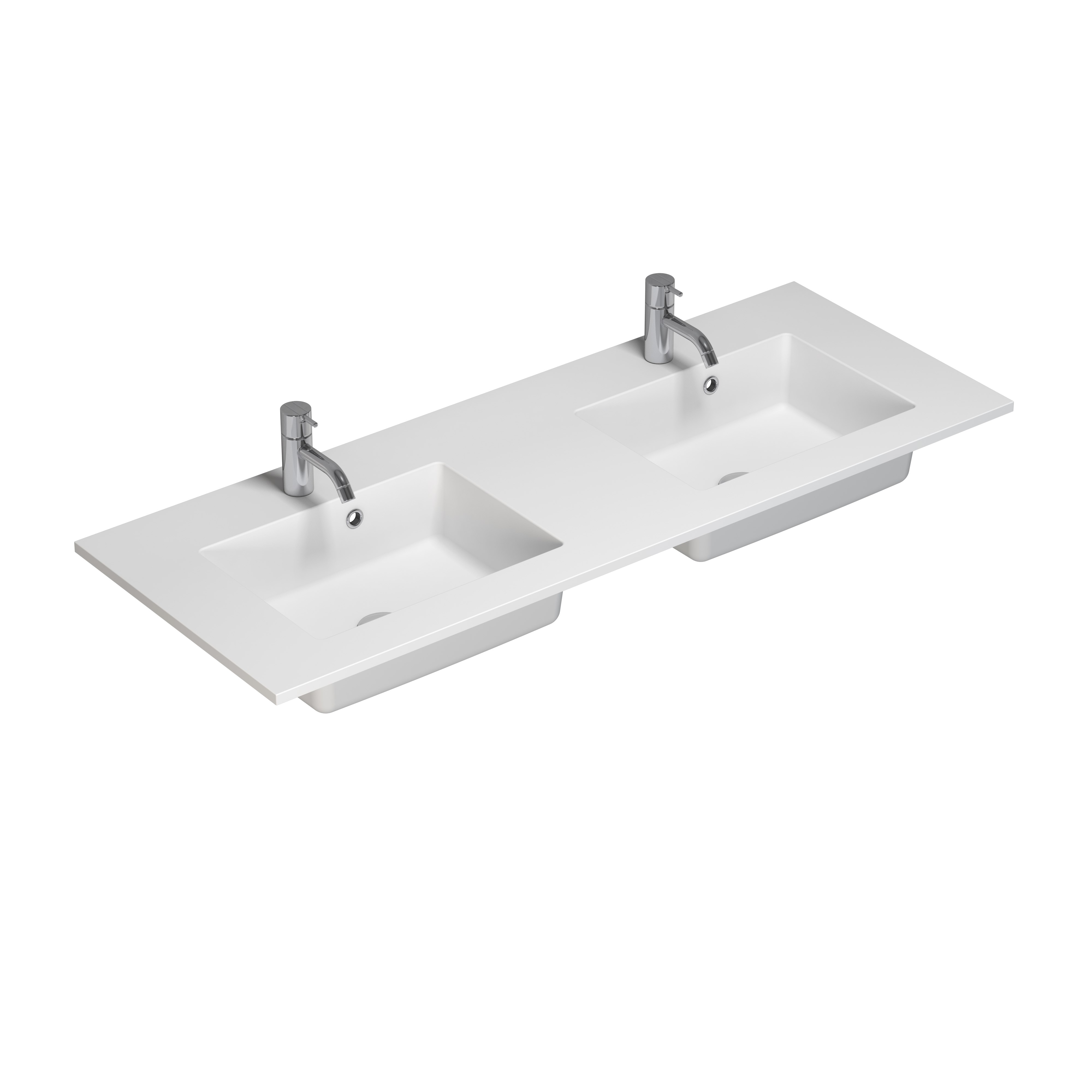 Scanbad Delta Micca dobbelt håndvask 120 cm solid surface hvid