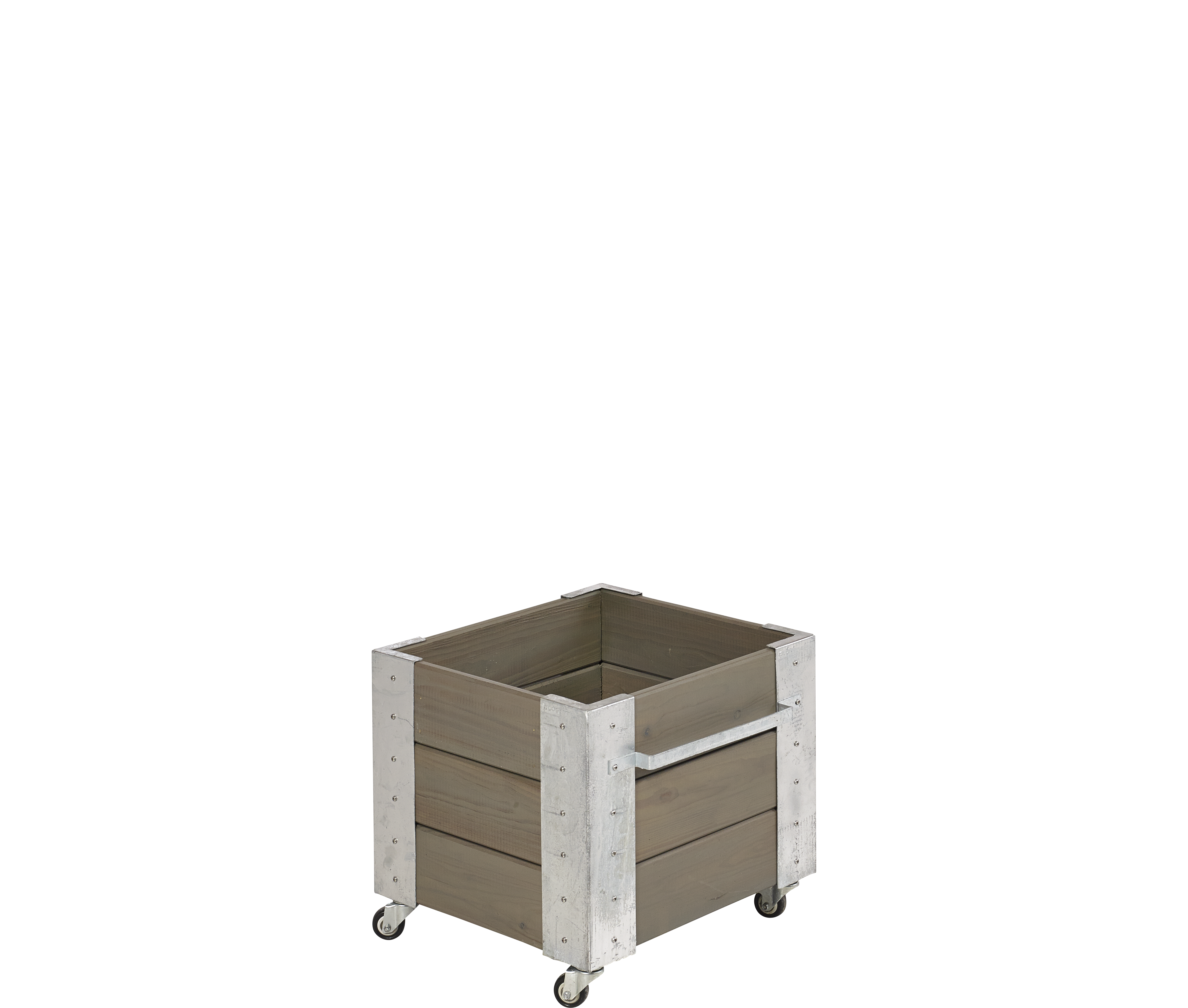 Plus Cubic Blomsterkasse med hjul 46×45 cm i gråbrun