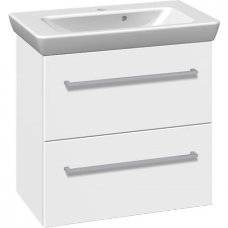Scanbad Multo+ Badeværelsesmøbel 65 cm med Lotto porcelænsvask og metalskuffer i hvid mat