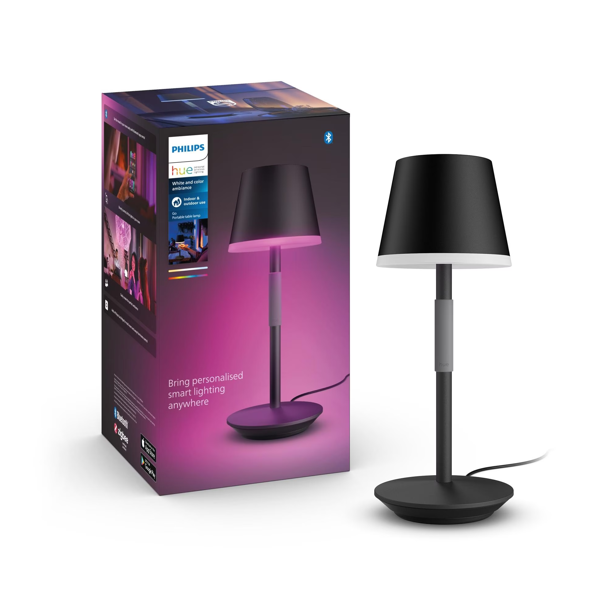 Philips Hue Go WCA Bærbar bordlampe i sort