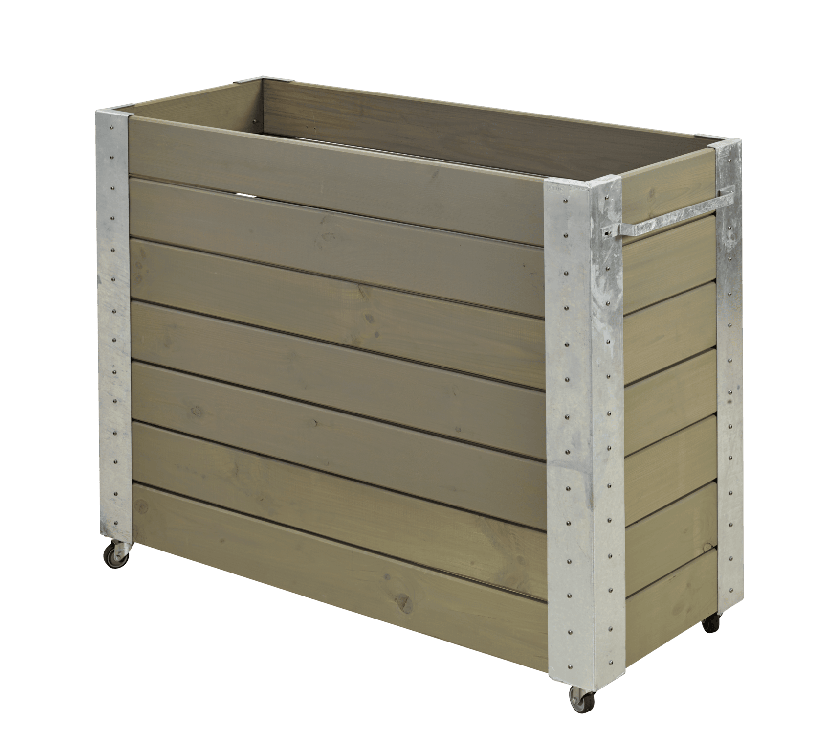 Plus Cubic Blomsterkasse med hjul 50×120×95 cm i gråbrun