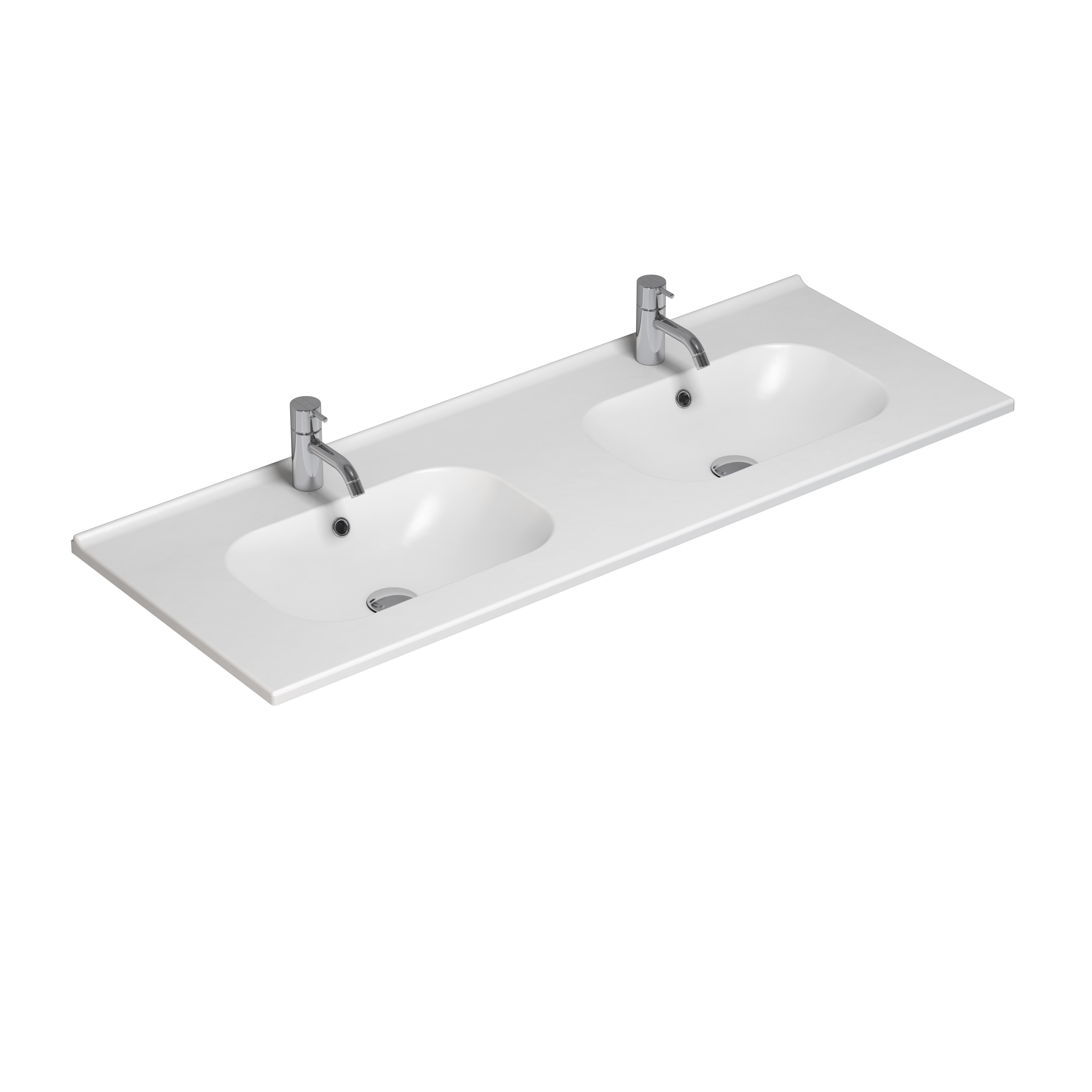 Scanbad Delta Karat dobbelt håndvask 120 cm porcelæn hvid