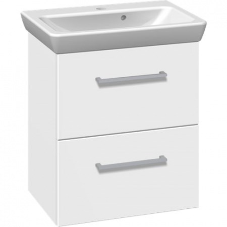 Scanbad Multo+ Badeværelsesmøbel 55 cm med Lotto porcelænsvask og metalskuffer i hvid mat