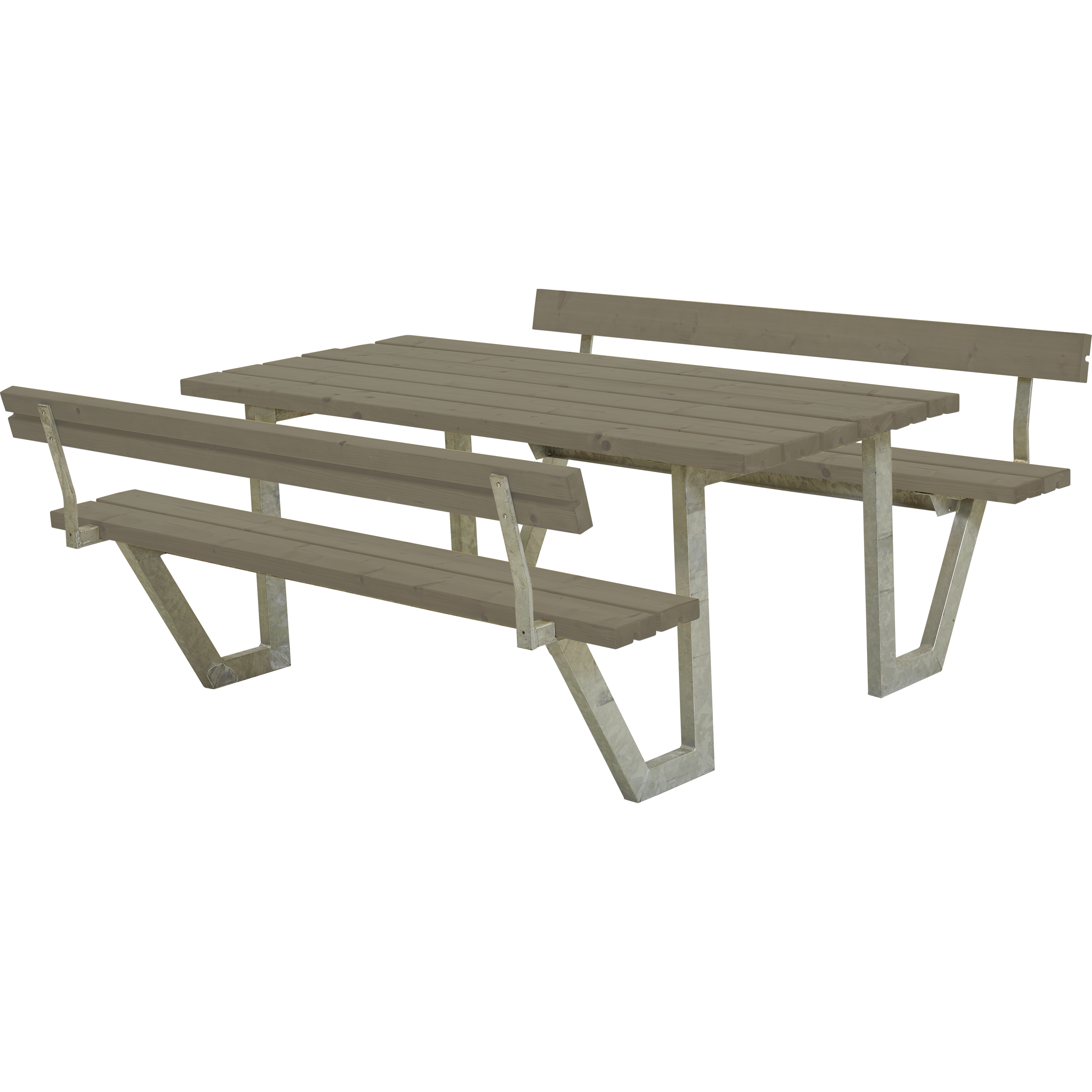 Plus Wega Bord/Bænkesæt 177 cm med 2 ryglæn - Gråbrun