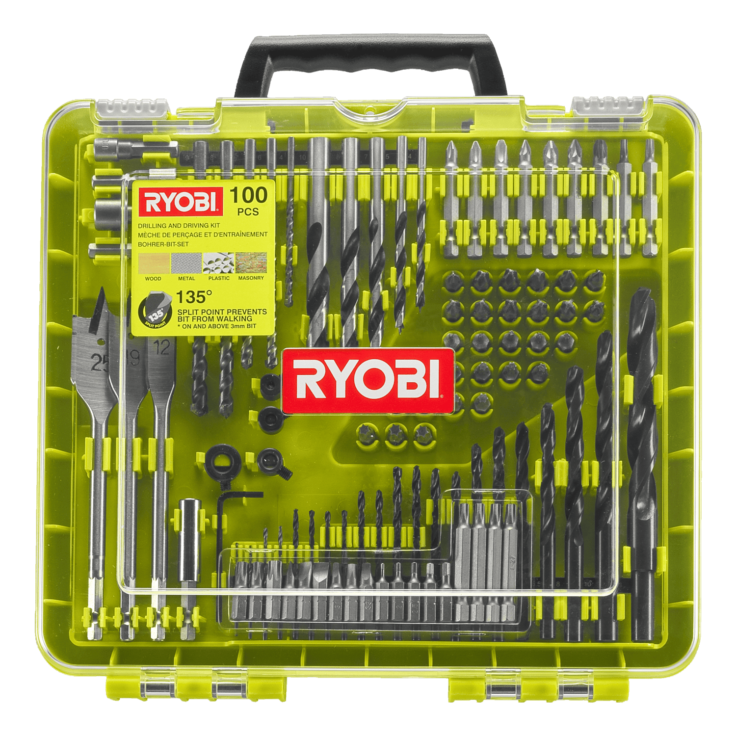 Ryobi RAKDD100 Bor-/bitsæt med 100 dele