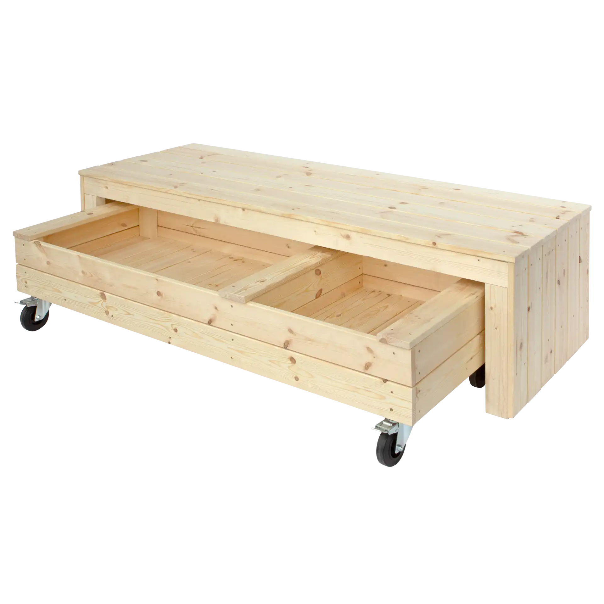 Plus Fun Sandkasse med hjul og bænk 180 cm