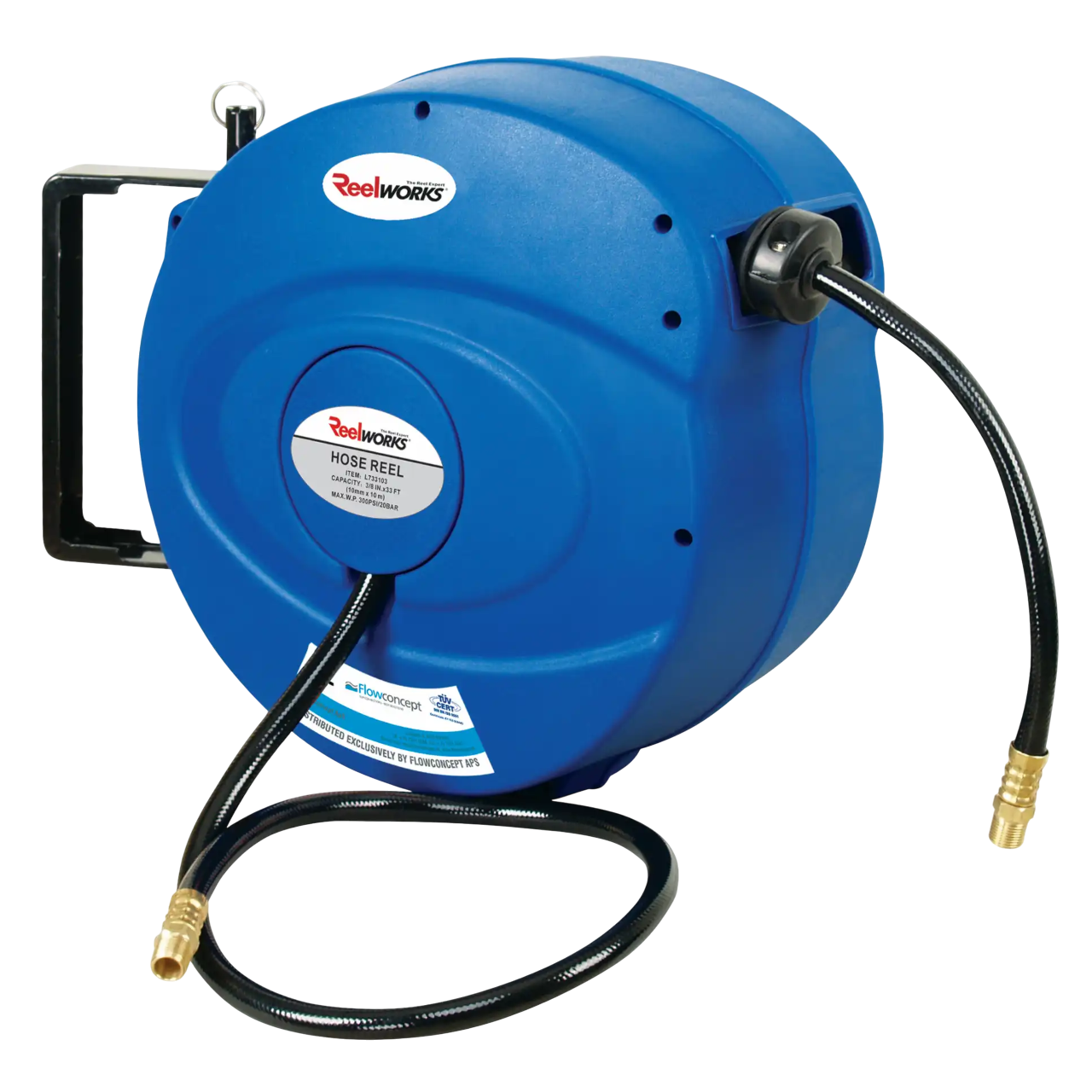 Flowconcept Automatisk Slangeopruller 20 bar 3/8" PUR slange i blå - 10M