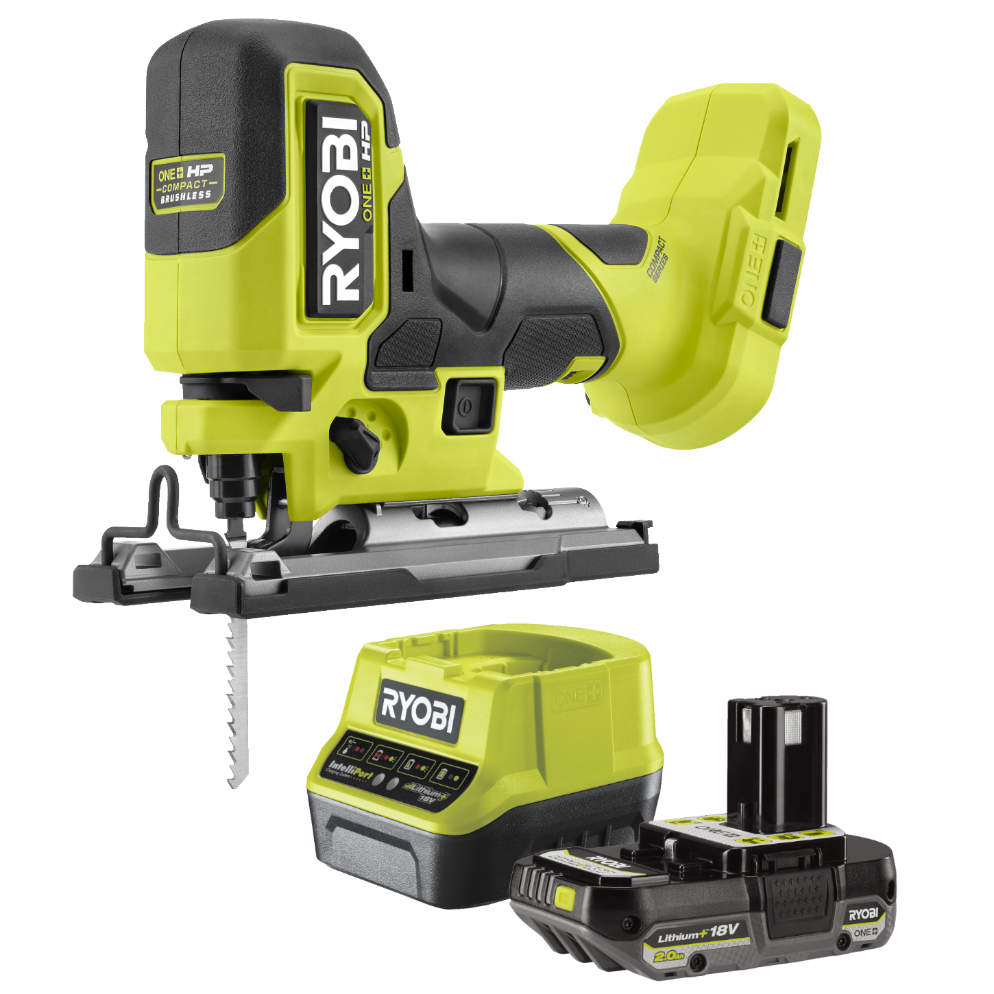 Ryobi RJS18BX ONE+ 18V HP Kulfri Stiksav med 2,0Ah batteri og lader