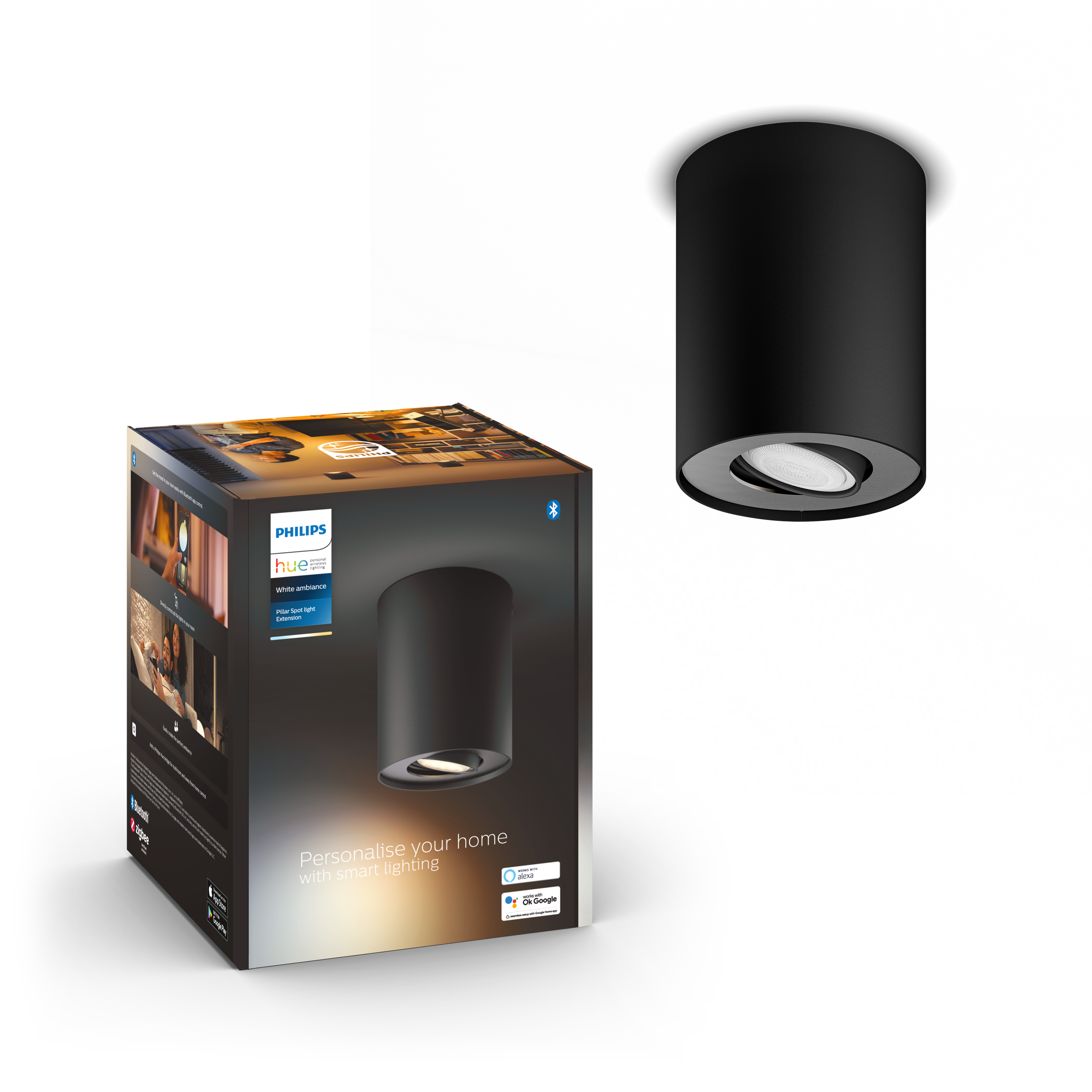 Philips Hue Pillar BT WA Enkelt spot i sort