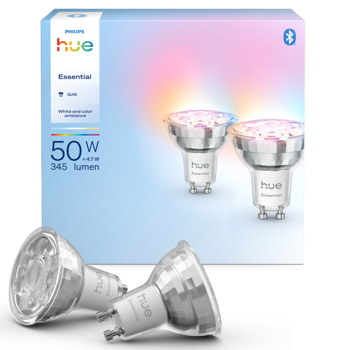 Philips Hue Essential GU10 WCA 345 lm spot - 2 stk.