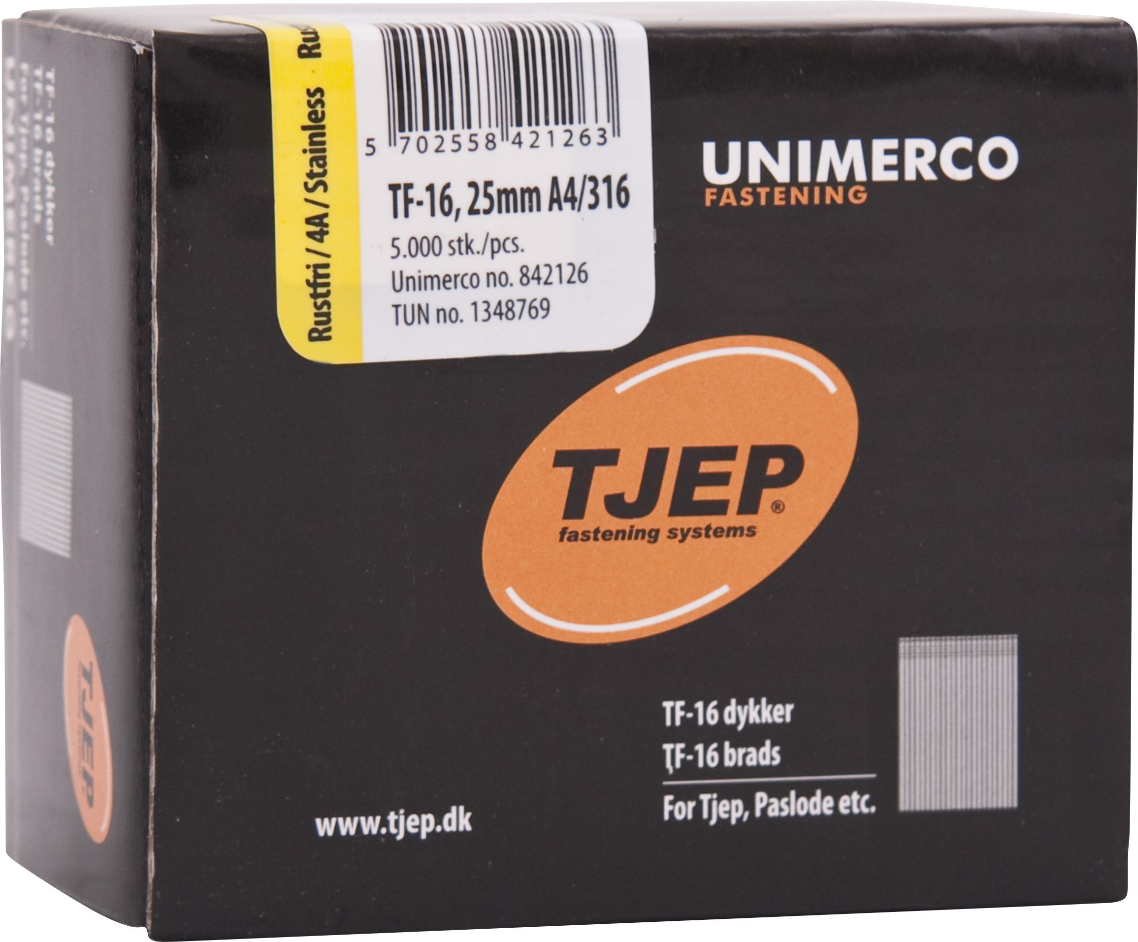 Tjep TF-16 Dykker 1,6x25mm rustfri stål A4 - 5000 stk.