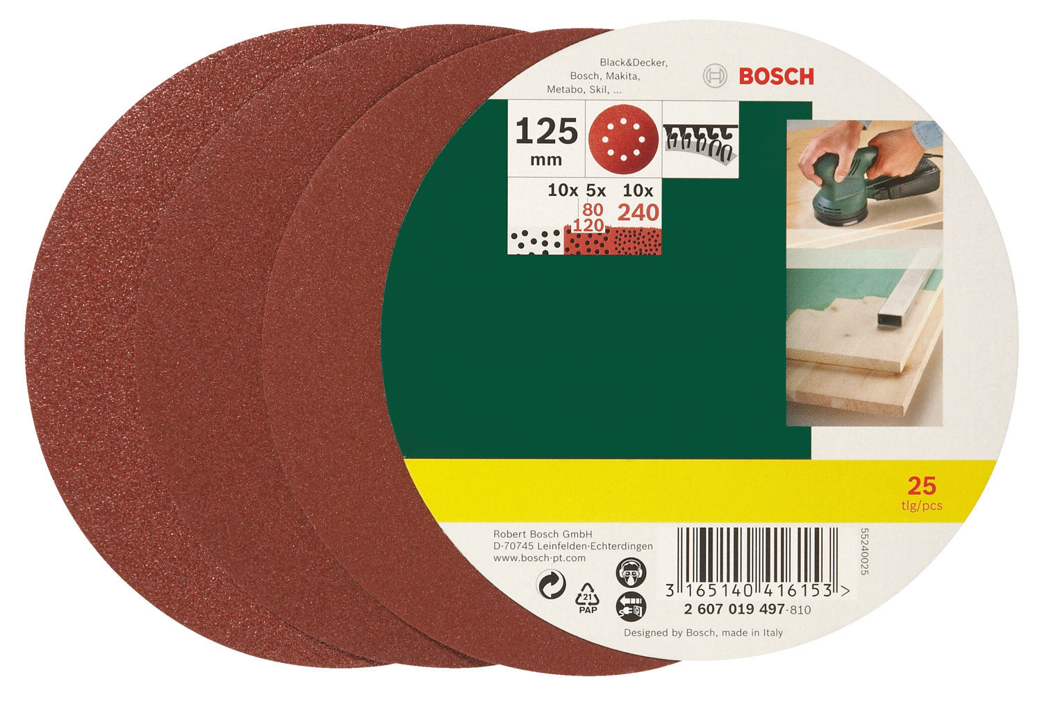 Bosch Slibebladesæt Excent 125Mm Ass 25 Stk Pl