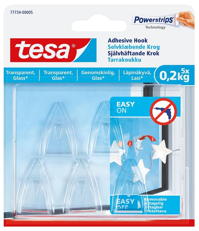 Tesa Deko-Klæbekrog X 5 Tsms Til 0,2Kg Transparent