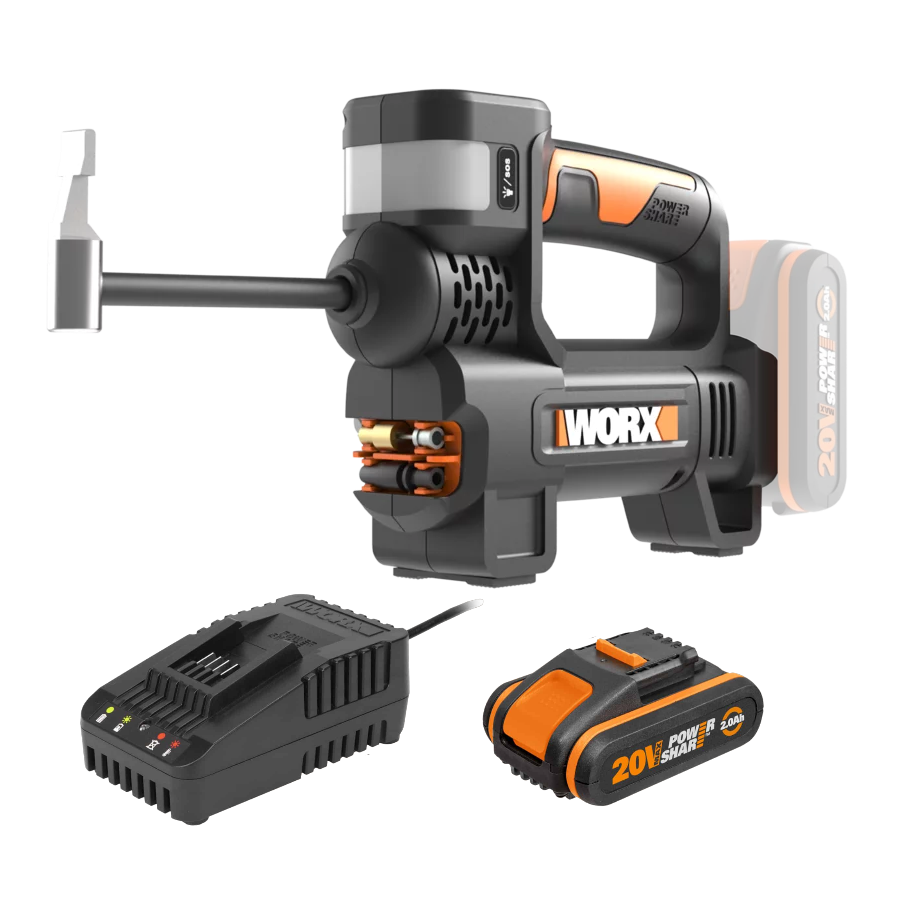 Worx WX092.9 20V PowerShare Kompressor med 2,0Ah batteri og lader