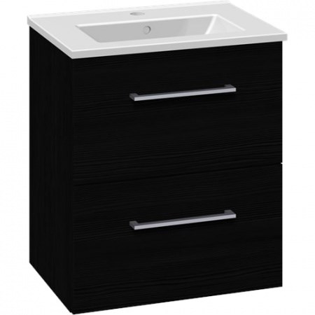 Scanbad Multo+ Badeværelsesmøbel 51 cm med Amber Mini porcelænsvask og 2 metalskuffer i sort