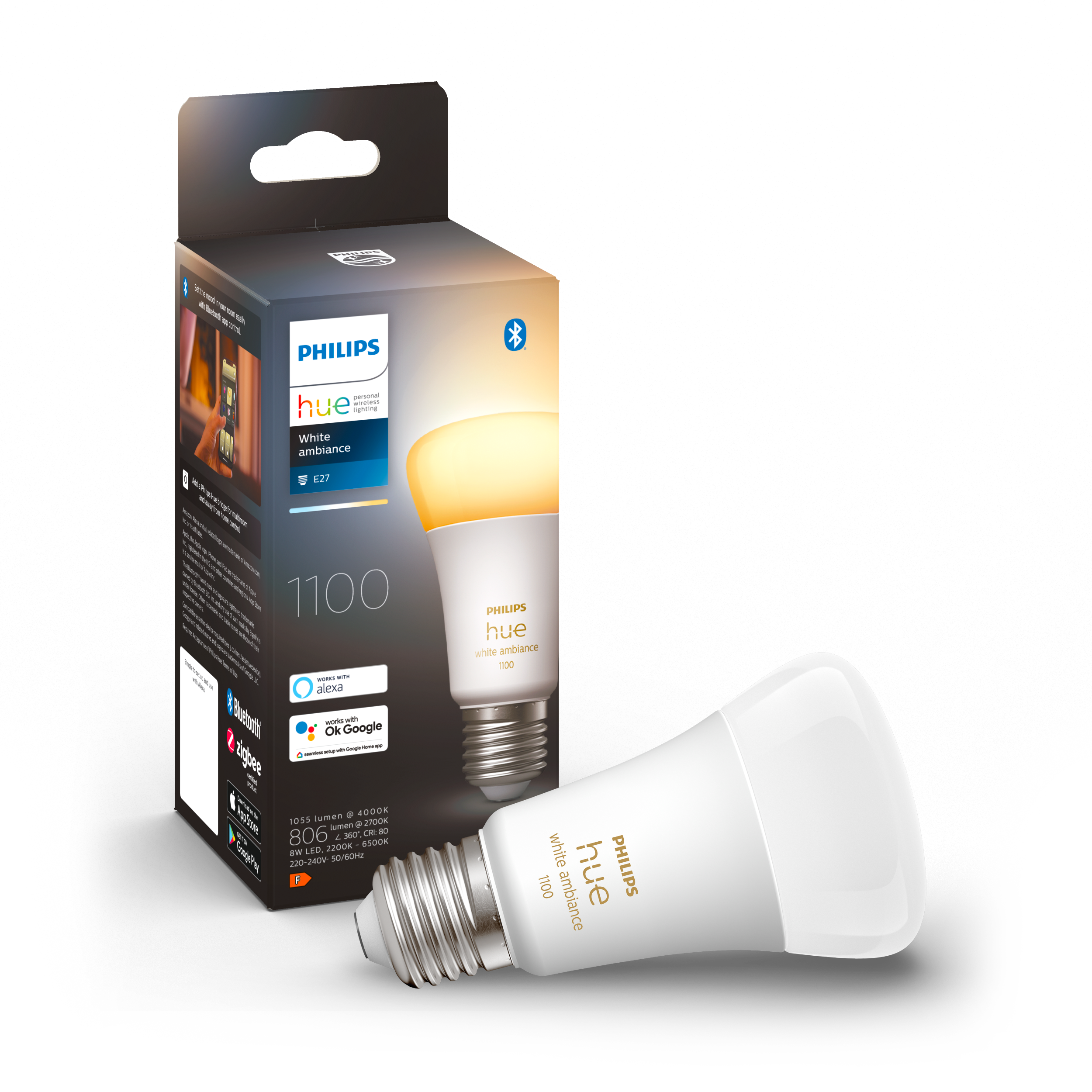 Philips Hue E27 White Ambiance 1100 lm pære