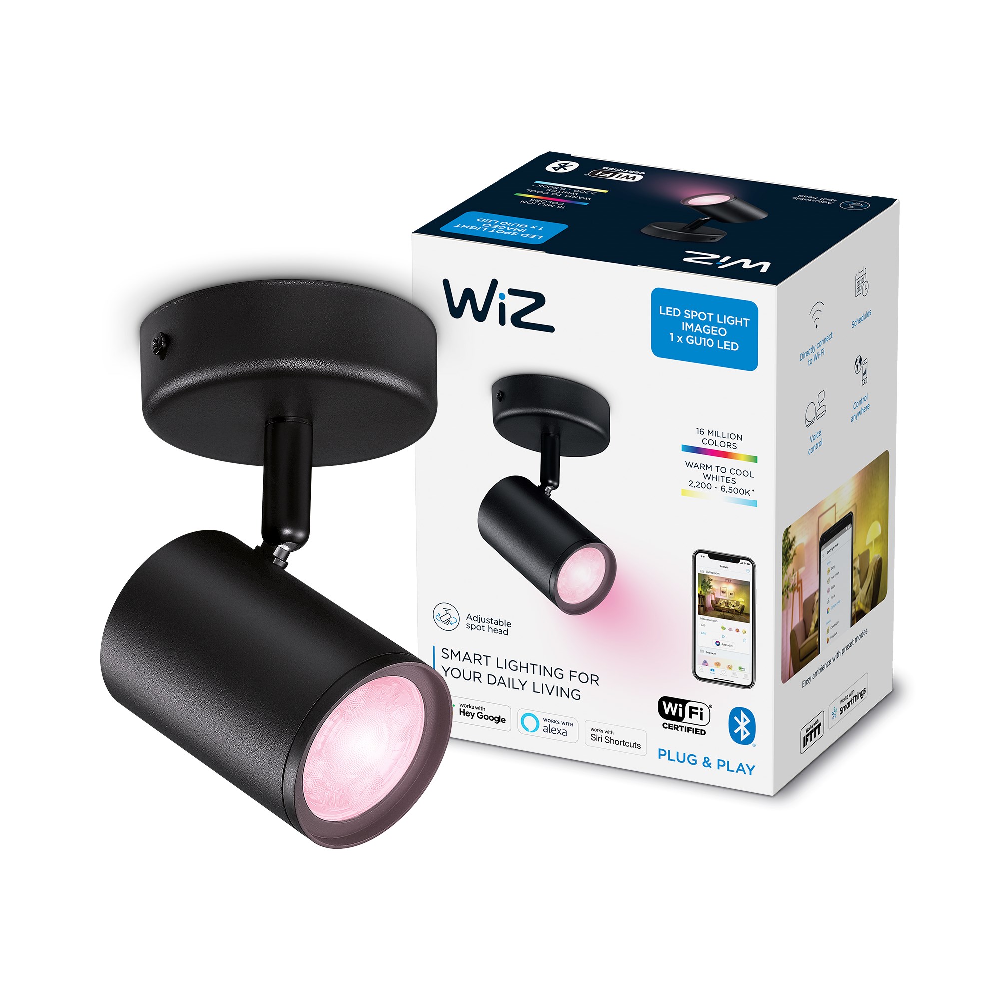 WiZ Imageo Colors and Tunable White enkelt spot i sort