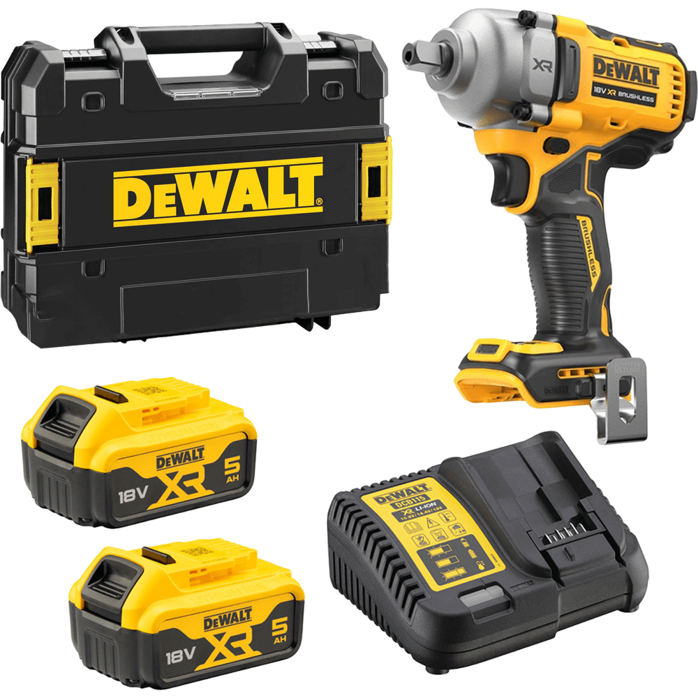 Dewalt DCF892P2T-QW 18V XR Slagnøgle med 2 stk. 5,0Ah batteri, lader og TSTAK