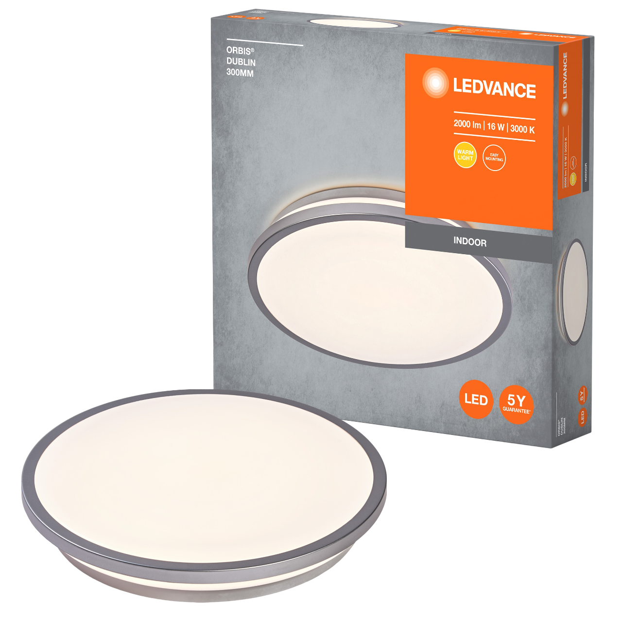 LEDVANCE Orbis Dublin 300 mm 16W 830 Loftlampe i sølv