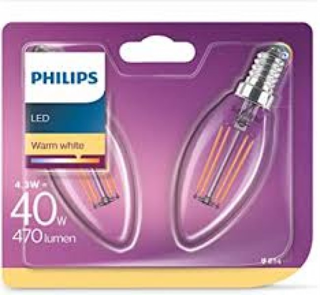 Philips LED kerte klar 40W E14