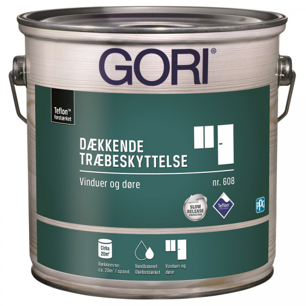 Gori 608 Dækkende Træbeskyttelse til vinduer og døre i hvid ral 9010 2,5 liter