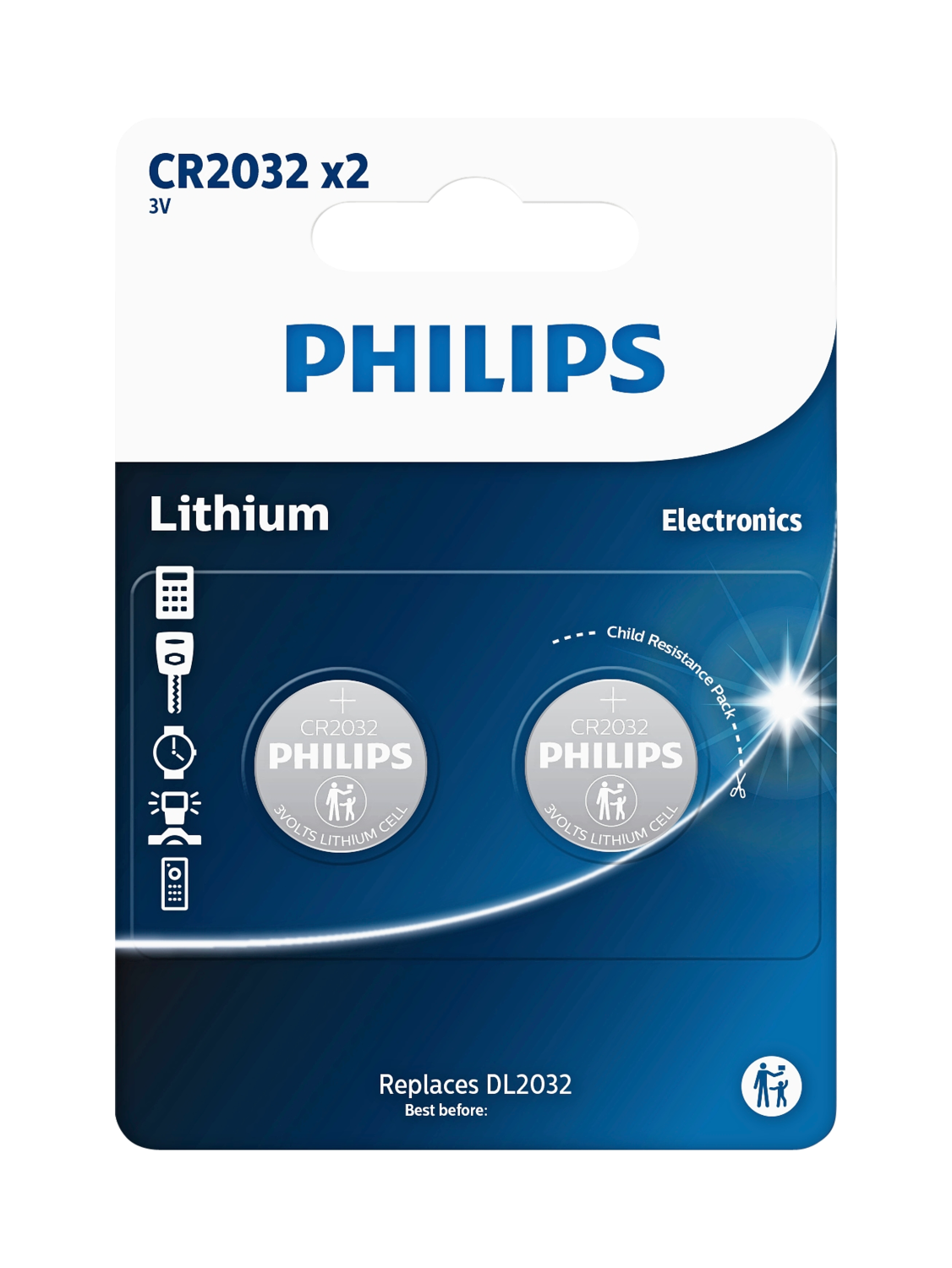 Philips CR2032 Knapcelle batteri - 2 stk.