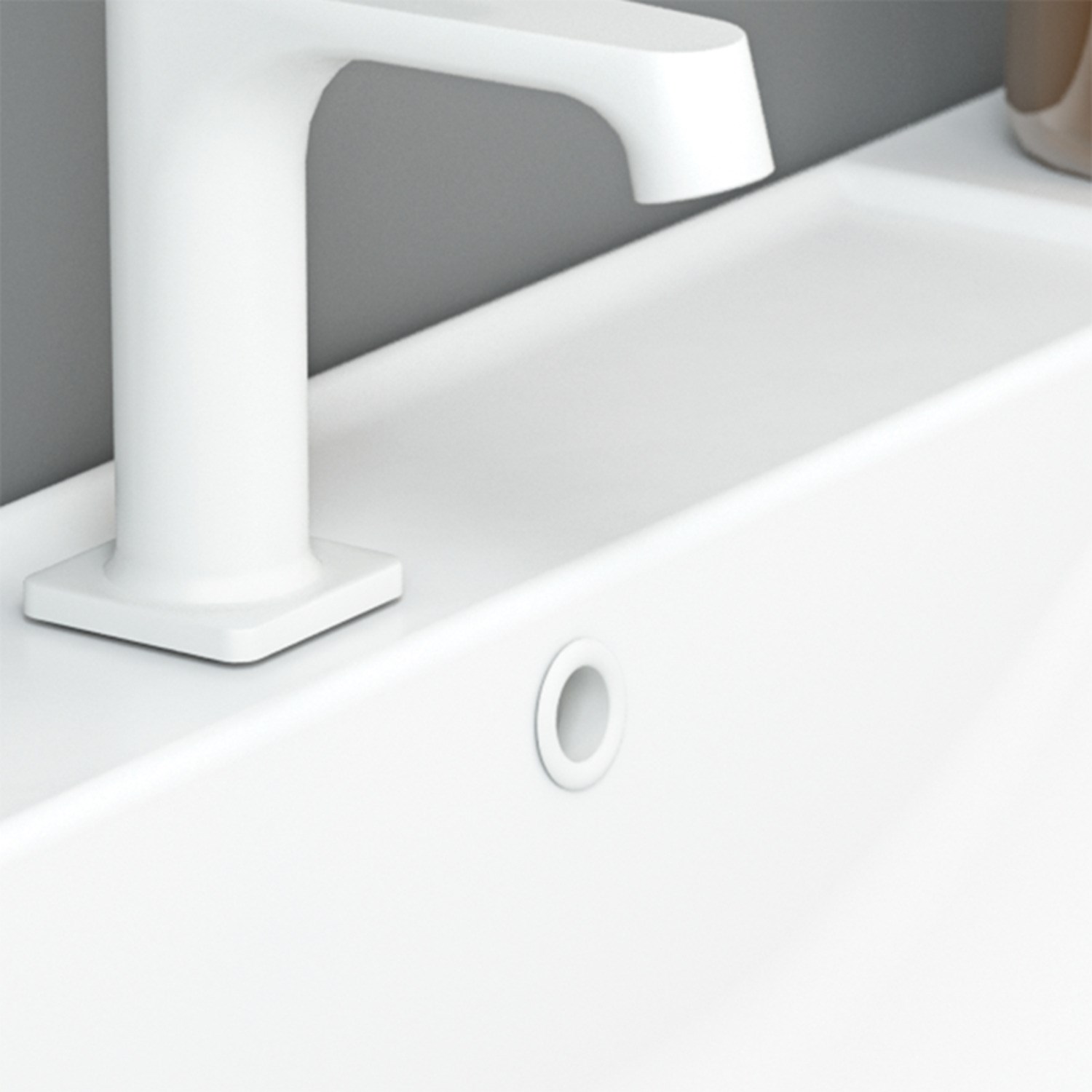 Overløbsroset til marmor/solid surface vaske - hvid mat