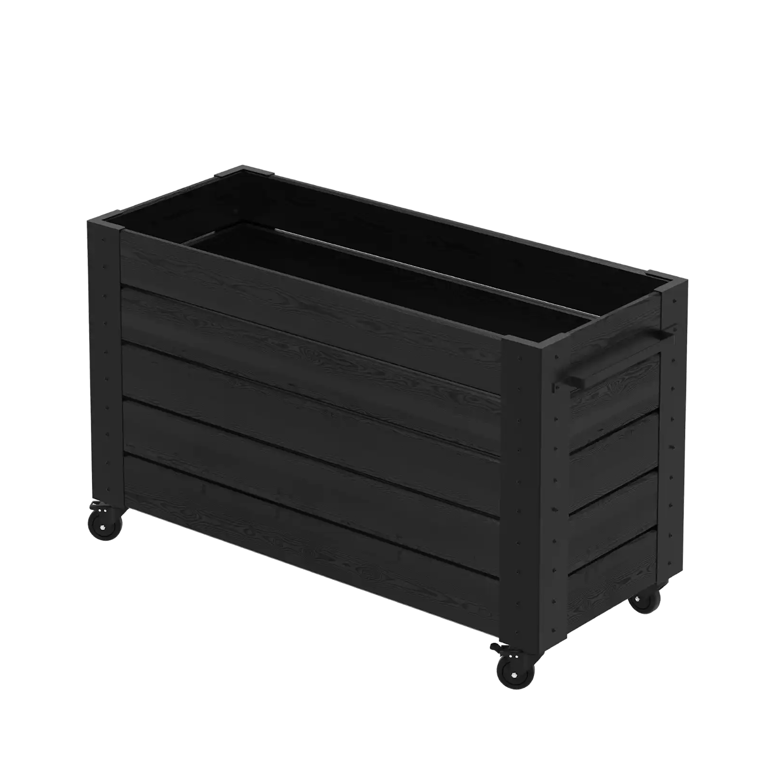 Plus Cubic Blomsterkasse med hjul 120×50×73 cm i sort