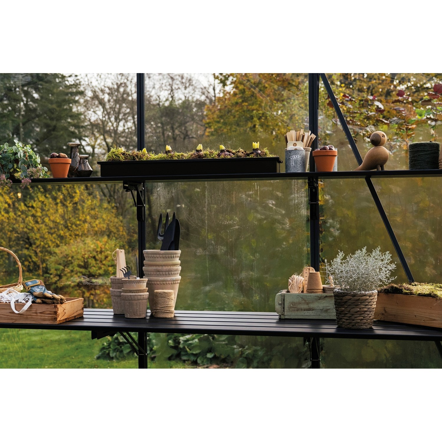 Juliana Foldbar Lamelhylde med 5 sektioner 256 x 22 cm i sort
