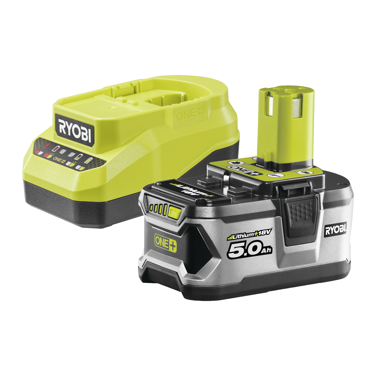 Ryobi RC18120A-150 ONE+ 18V Startsæt med 5,0Ah Lithium+ batteri og lader