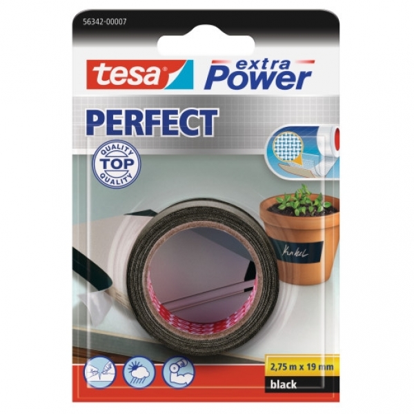 Tesa extra Power Perfect Lærredstape Sort