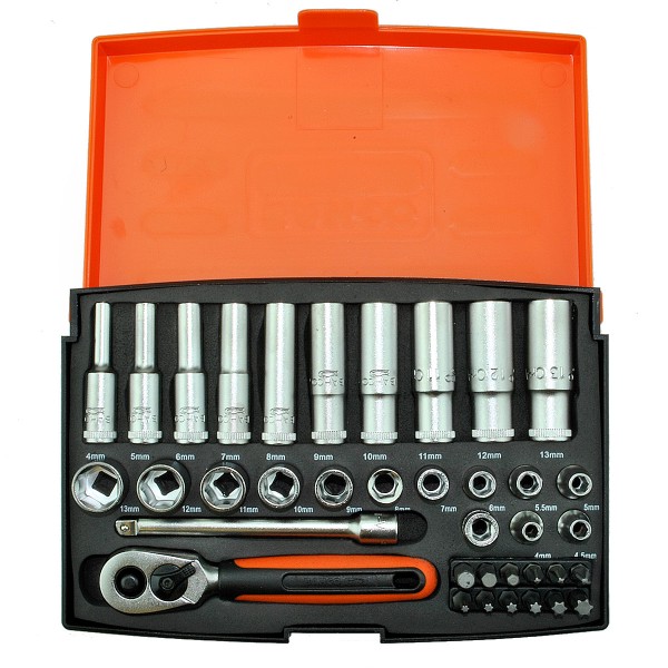 Bahco SL25L Mini topnøglesæt 1/4" 37 dele
