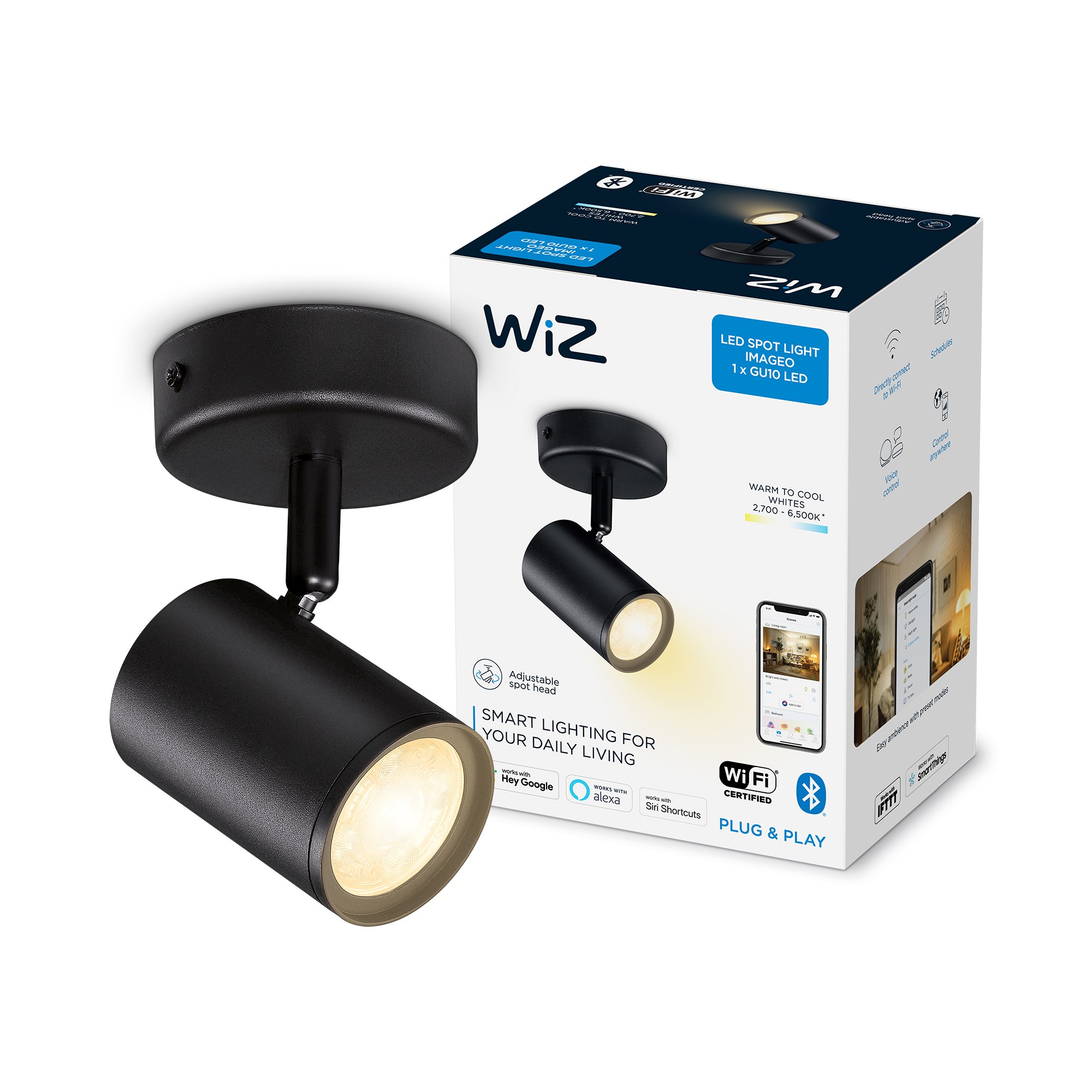 WiZ Imageo Tunable White enkelt spot i sort