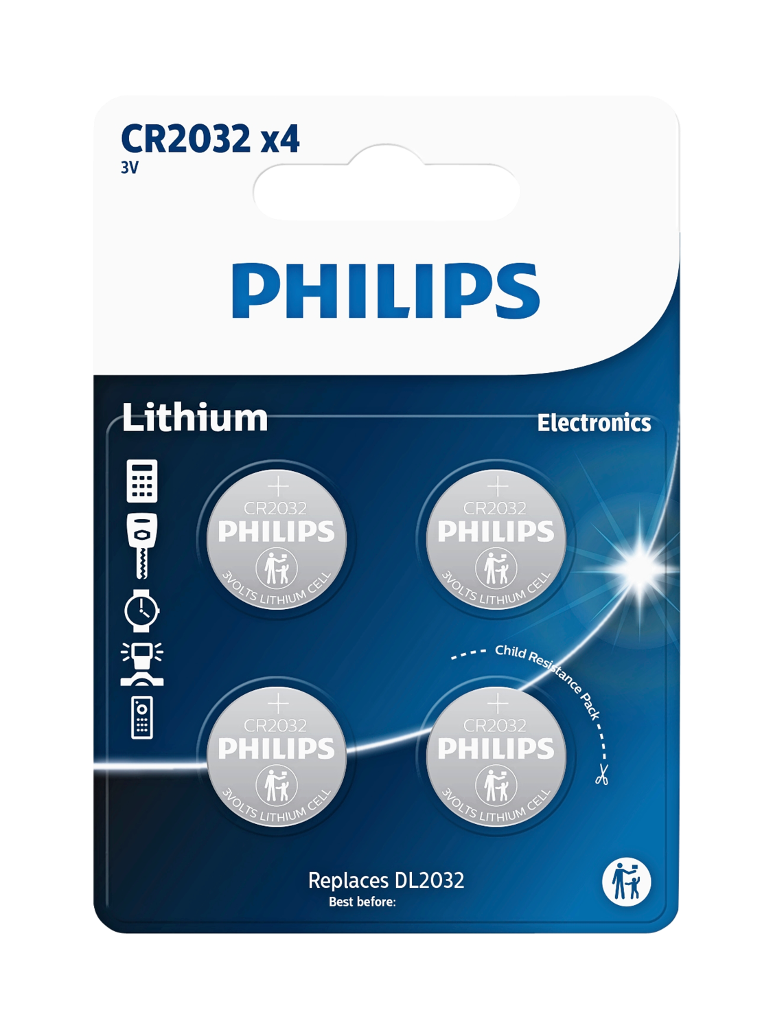 Philips CR2032 Knapcelle batteri - 4 stk.