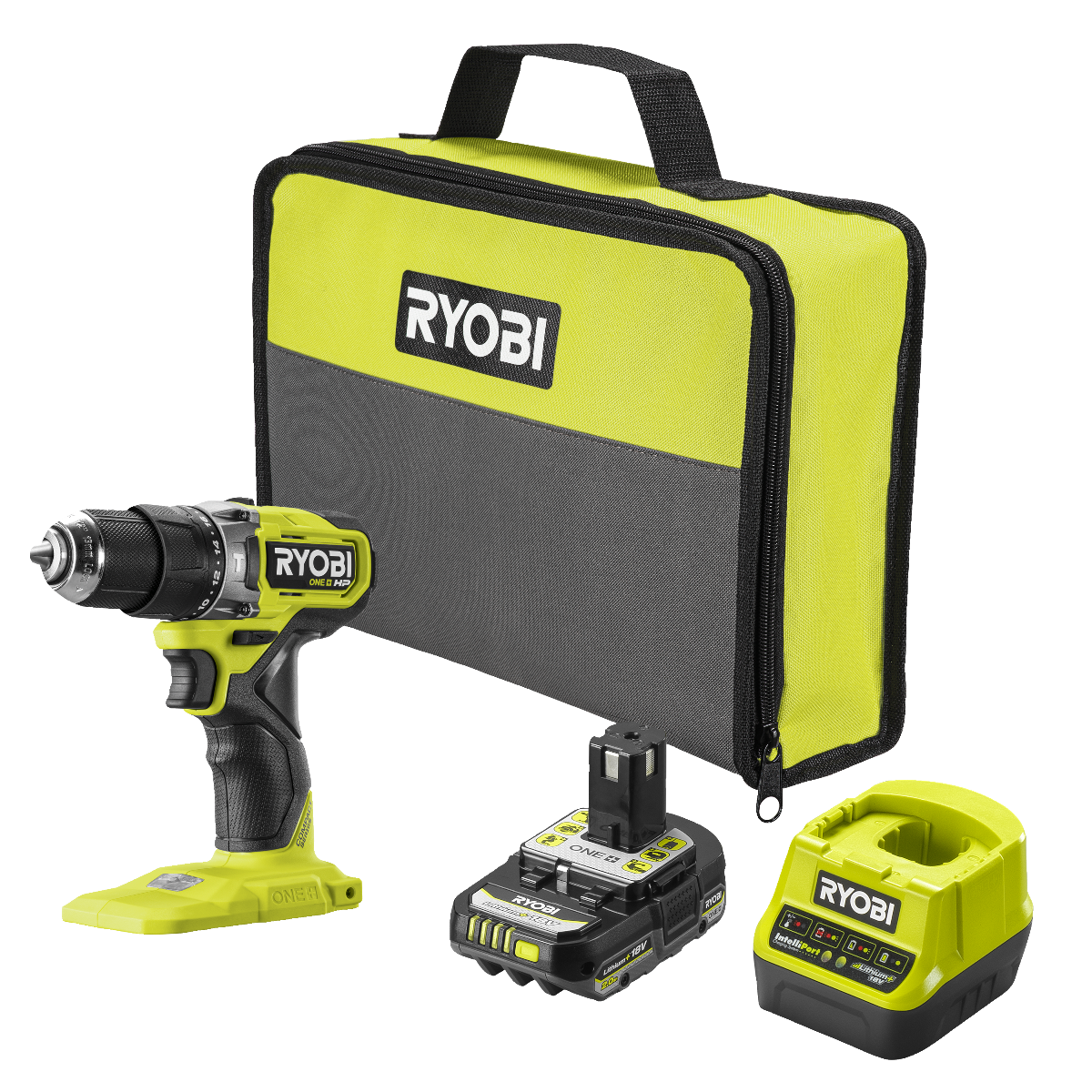 Ryobi RPD18C1-1C20G ONE+ 18V HP Kulfri Slagbore-/skruemaskine med 2,0Ah batteri og lader